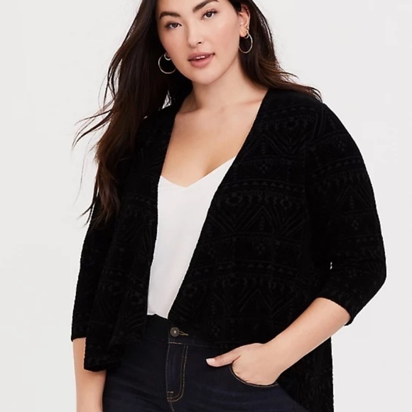 Torrid geo flock Jersey Hilo cardigan - Picture 1 of 6